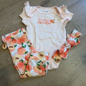 Peach Print Baby Outfit Set